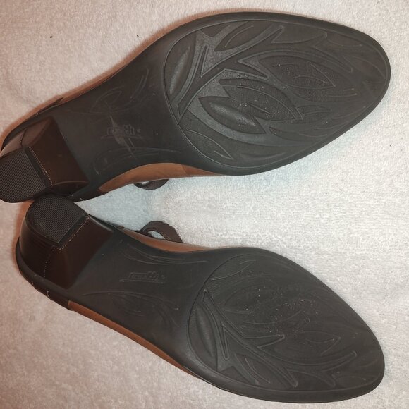 WOMEN'S SIZE 12 "EARTH DAY TRIPPER"" BROWN CUSHIONED LEATHER HEEL ANKLE STRAP - Picture 4 of 4